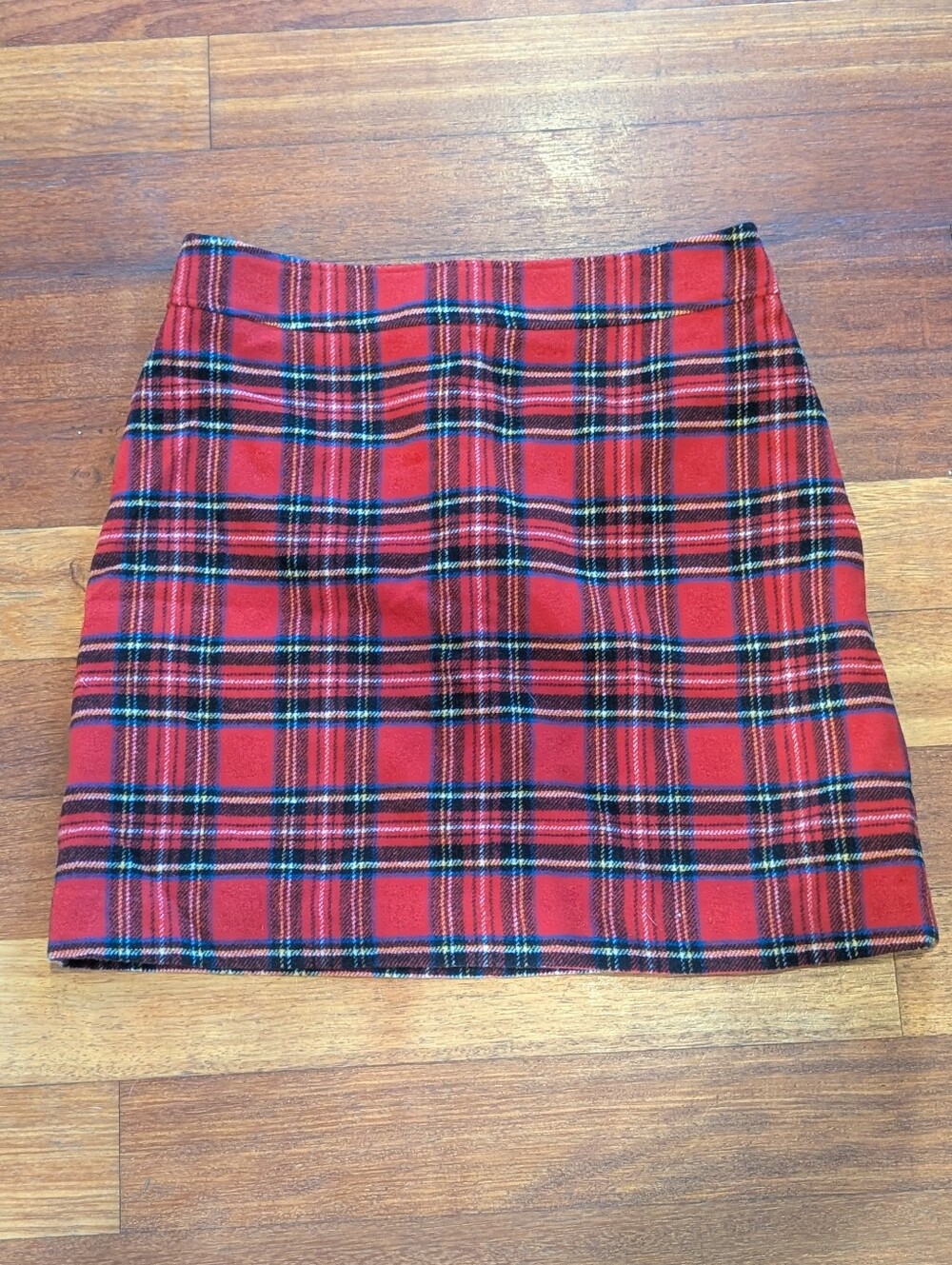 J. Crew Red Plaid Mini Skirt with Black & Blue Accents